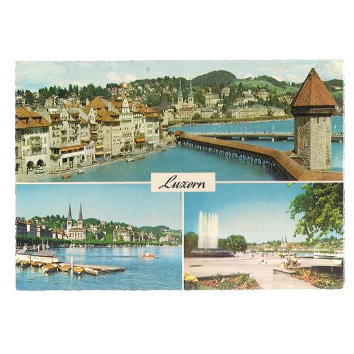LUZERN, SWITZERLAND used vintage postcard =