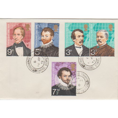GB 1973 British Explorers set FDC Chard Somerset pm see others