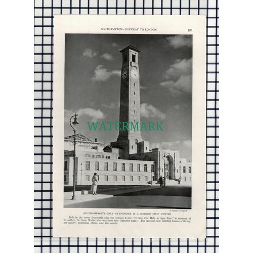 (8107) Southampton England Civic Centre - 1940 Book Print
