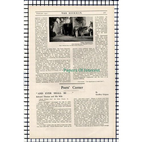 X1188) Gabriele d'Annunzio Writer Villa Capponcina - 1931 Article