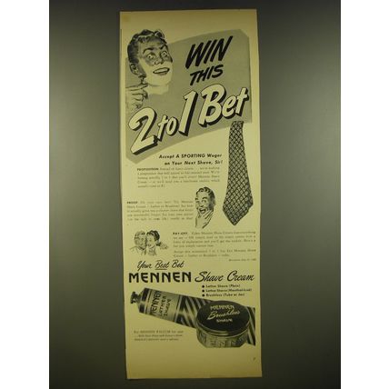 1945 Mennen Shave Cream Ad - Win this 2 to 1 bet