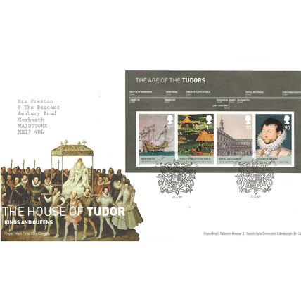 2009 The Age of the Tudors Miniature Sheet FDC . ..