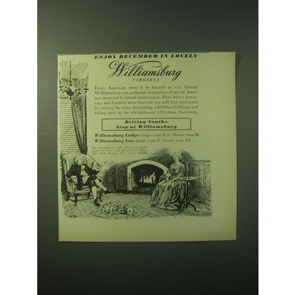1948 Williamsburg Virginia Ad - Enjoy December in Lovely Williamsburg Virginia