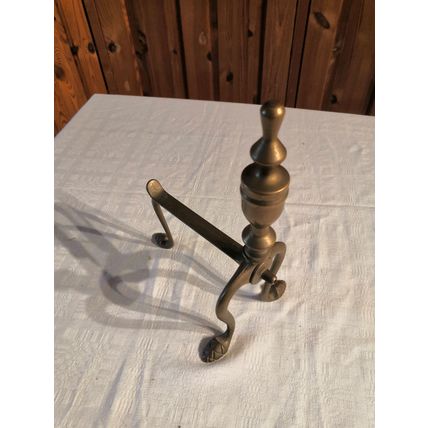 Antique / Vintage, Sold Brass, Urn Shape Open Fireplace Andiron / Fire Dog