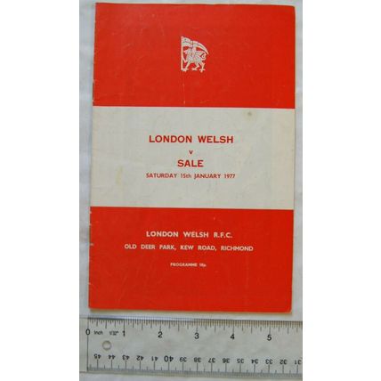 1977 programme London Welsh v. Sale