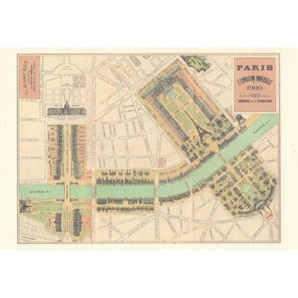 Paris L'Exposition Universelle French Map Postcard