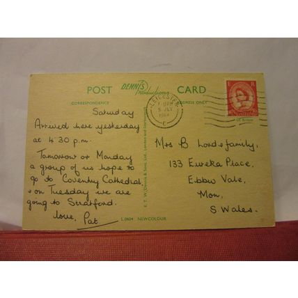NEW WALK, LEICESTER used vintage postcard 1964 pm =