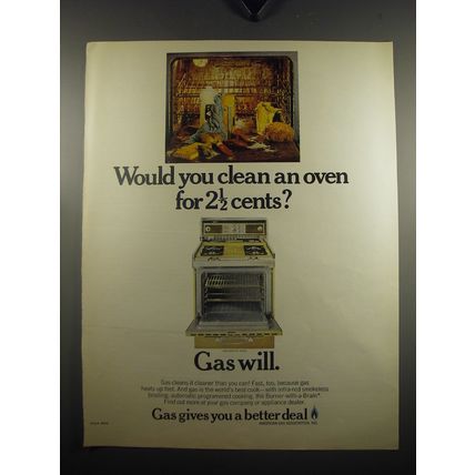 1970 American Gas Association Ad - Would you clean an oven for 2 1/2 cents?
