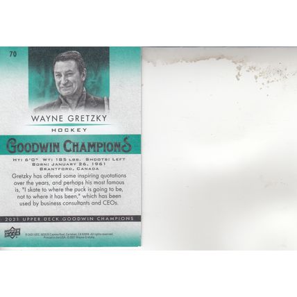 WAYNE GRETZKY 2021 AUTOGRAPHED HOCKEY HALL OF FAME STANLEY CUP CHAMPION CENTER