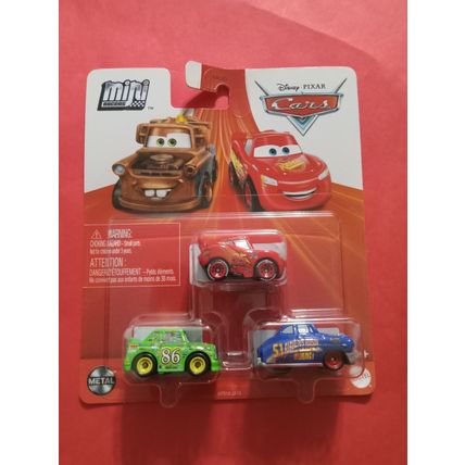 DISNEY PIXAR CARS MINI RACERS 3 PACK MCQUEEN CHICK HUDSON HORNET