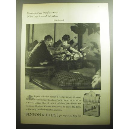 1958 Benson & Hedges Cigarettes Ad - Pleasures newly found are sweet