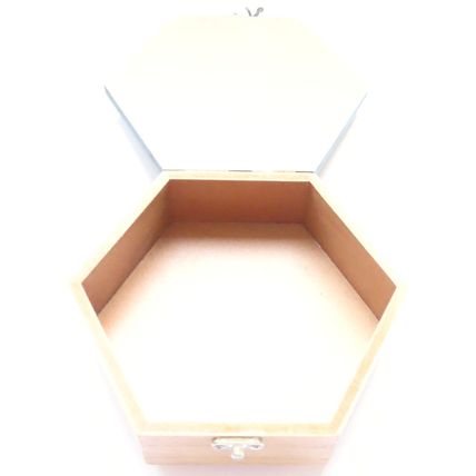 Jewellery Box Carte Postal Hexagonal Wooden 5 CM Ladies Gift Home Decor