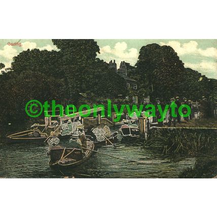 Goring, Boating on River, Oxon, Rare Postcard 1907