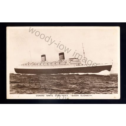 LS2744 - Cunard White Star Liner - Queen Elizabeth - built 1940 - postcard