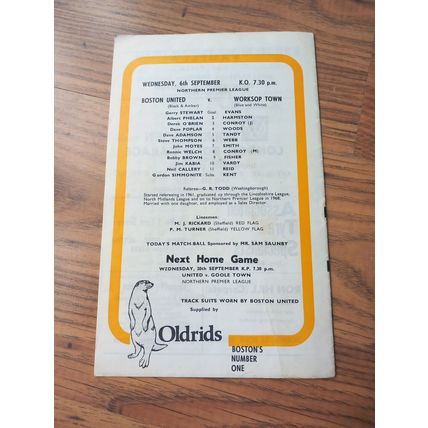 1978/79 Boston United vs Worksop Town - Northern League * FREE P&P *