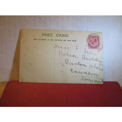 A SHIP, A CHILD'S HOME PAINTED used antique postcard art 1924 pm =