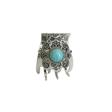 Small medium turquoise blue stone metal western style hair claw clip