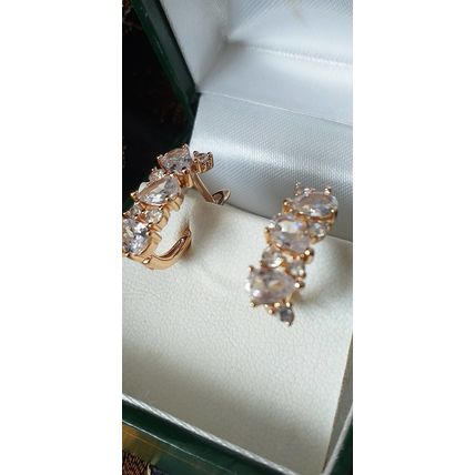 Vintage 1990-s 14 Ct Rolled Gold Zircons Earrings-Hallmarked 585 RG