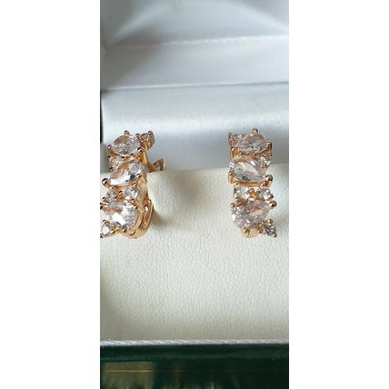 Vintage 1990-s 14 Ct Rolled Gold Zircons Earrings-Hallmarked 585 RG