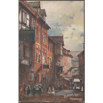 Butcher's Row, Shrewsbury, Shropshire, c.1905-10 - Postcard