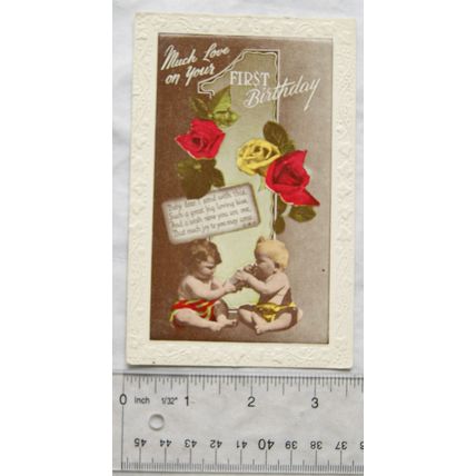 vintage postcard Much Love On Your First Birthday