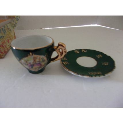 My Treasure Collectible Genuine Porcelain Miniature Demitasse Teacup and Saucer