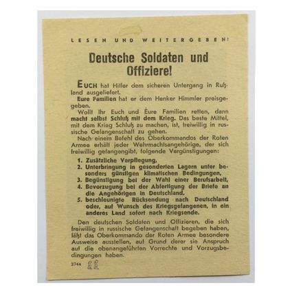 WW2 Russian/Soviet Air Drop Leaflet Illustrated by Kukryniksy. - Code 2744.
