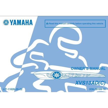 YAMAHA XVS13AD(C) OWNERS MANUAL 2012 MOTORCYCLE 100 PAGES ENGLISH