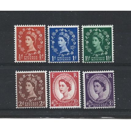 GB.1957 Definitives set of 6.Mounted Mint.Jul25b