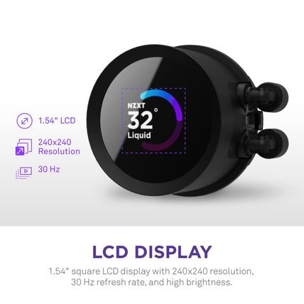 NZXT Kraken 240 - 240Mm AIO CPU Liquid Cooler - Customizable 1.54" Square LCD Di