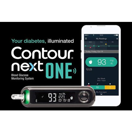 CONTOUR NEXT ONE Blood Glucose Monitoring System All-In-One Kit for Diabetes