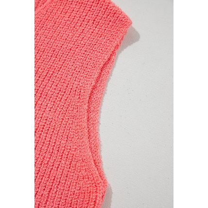 Tomato Red Lace-up Front V Neck Sweater Vest