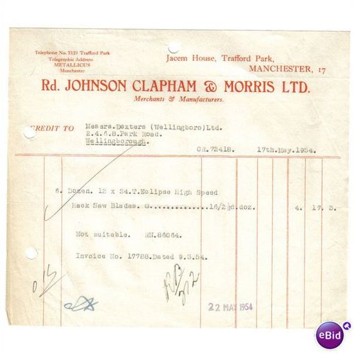 1954 RD JOHNSON CLAPHAM & MORRIS LTD MANCHESTER 72418