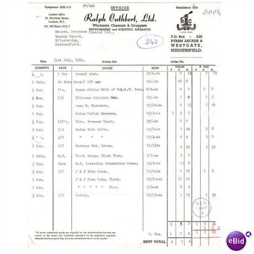 1961 RALPH CUTHBERT LTD "HUDDERSFIELD" 31JUL61