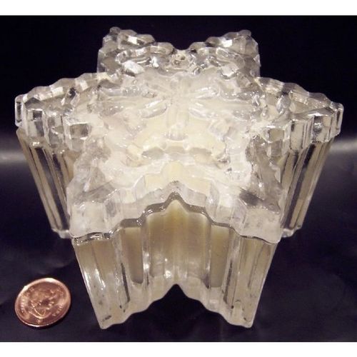 HOLLYBERRY CRYSTALLIGHTS GLASS 2 PIECE CANDLE HOLDER NEW WITH CANDLE +BONUS!