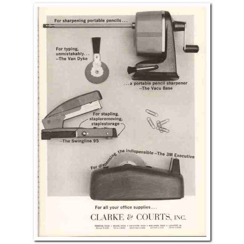 clarke courts inc 1967 sharpener stapler office supplies vintage ad
