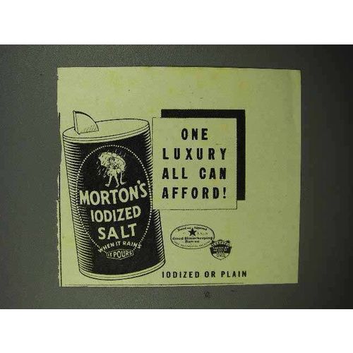 1939 Morton's Iodized Salt Ad - Luxury All Can Afford