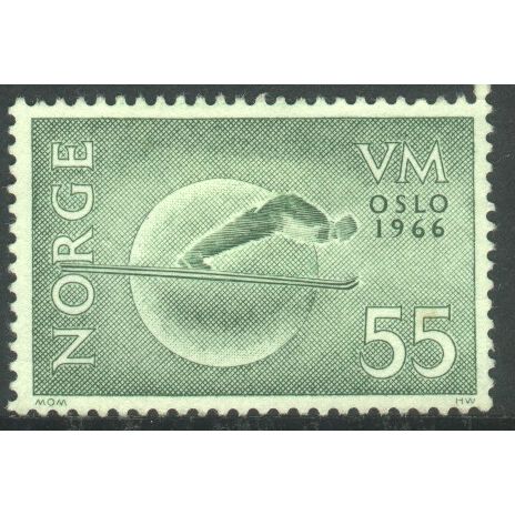 Norway 1966 - SG587 - 55 ore green - Ski Jumper - MH