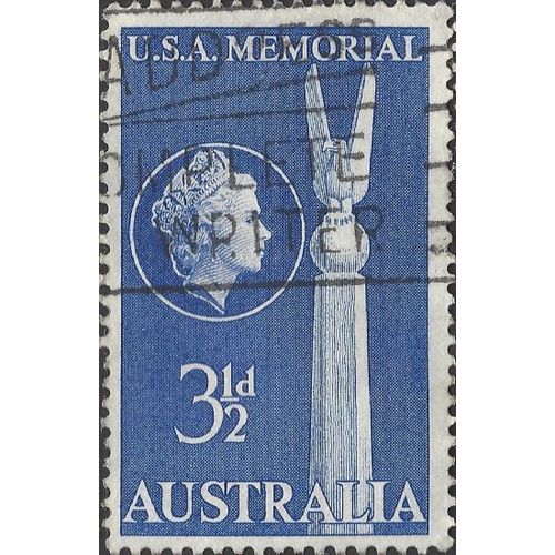 AUSTRALIA, Queen Elizabeth II, USA Memorial, blue 1955, 3½d, #4