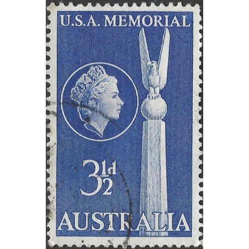 AUSTRALIA, Queen Elizabeth II, USA Memorial, blue 1955, 3½d, #2