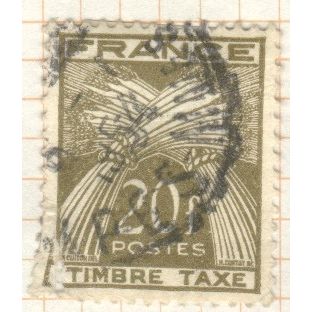 France 1943 - 20f olive grey - Wheat Sheaves - Postage Due - used