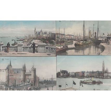 Anvers Belgium Boat Ship La Les Rade Steen Debarcadere Bassins 4x Old Postcard s