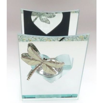 White Enamel Dragonfly Glass Oil Burner/Tea Light Holder Glass Oblong 12 CM Gift