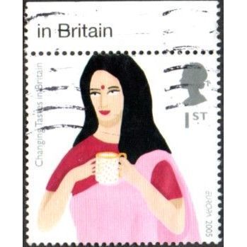 2005 Changing Tastes in Britain. 1st Val.Indian Woman Drinking Tea. Fine Used. a