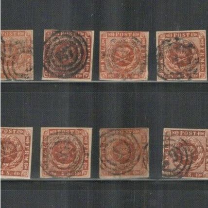 Denmark 4 & 7 Royal Emblem CV $2200+ Postmark Collection 1854-62 ZAYIX 0524L0112