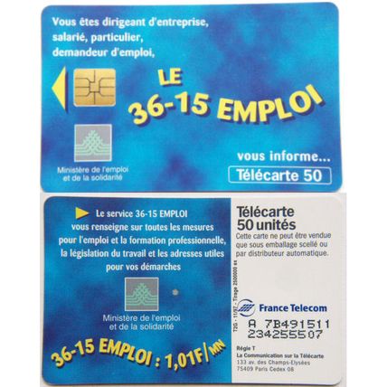 France Phone Card - Le 36 - 15 Emploi