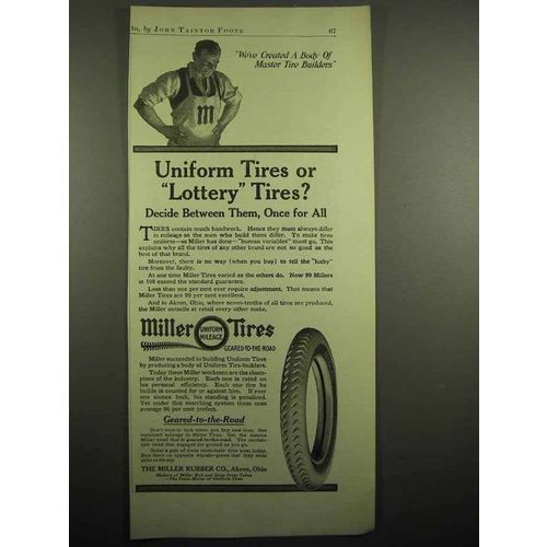 1918 Miller Tires Ad - Uniform Tires or Lottery Tires?