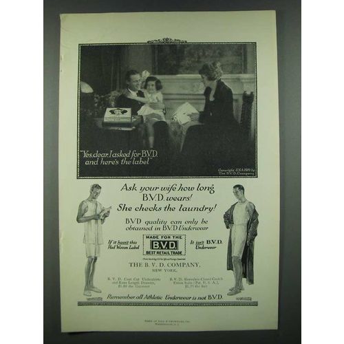 1919 B.V.D. Underwear Ad - Yes, Dear, I Asked For