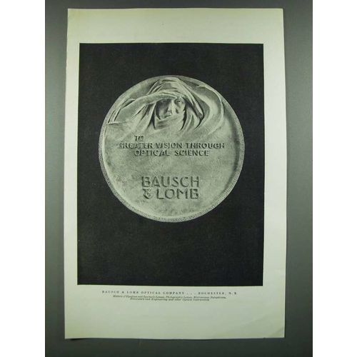 1919 Bausch & Lomb Ad - To Greater Vision Through Optical Science