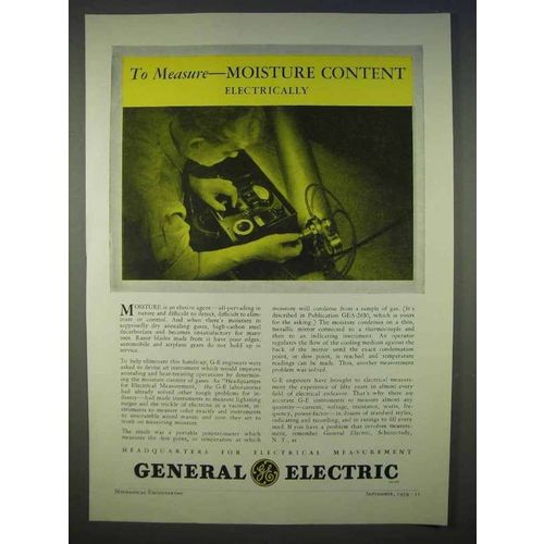 1939 General Electric Ad - Measure Moisture Content